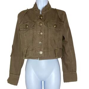 Bcih Brown Cropped Jacket Sequin Coin Buttons Western Cowboy Juniors Size Large